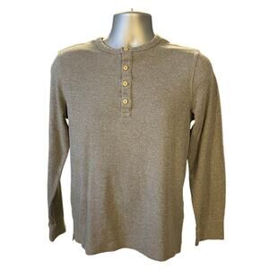 Goodfellow Gray Thermal Henley Size S Long Sleeve Waffle Knit Standard Fit